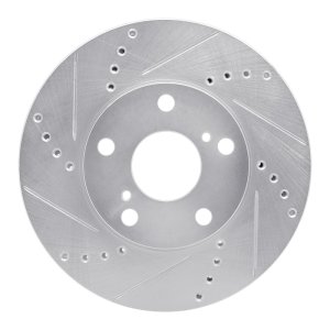 Lexus ES300 Brake Rotor (1) - Front Left - R1 Concepts - Drilled & Slotted - Silver - `92-`06